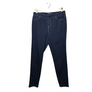 Jade Pull-On Jeans Women SZ L Dark Wash Mid-High Rise Elastic Waist Stretch